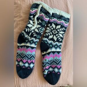 Warm knitted grippy socks, worn condition smoke free pet free